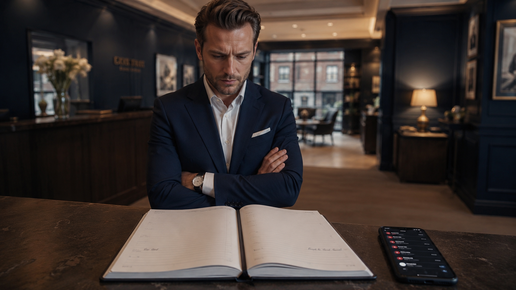 Estate agent standing over an empty appointments diary — the cost of not having a valuation system