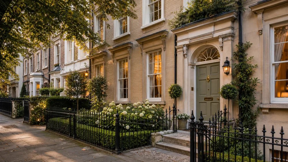 Row of Victorian terraced houses on a residential street